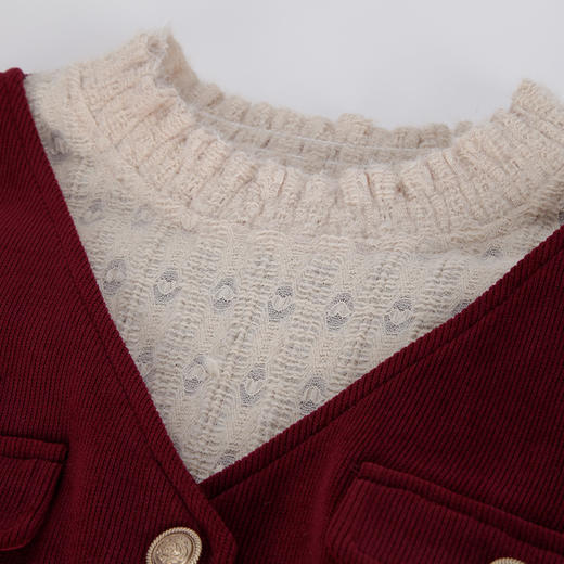 PE811斯尔丽24春季新款气质假两件式蕾丝搭配马甲收腰显高显瘦连衣裙 商品图4