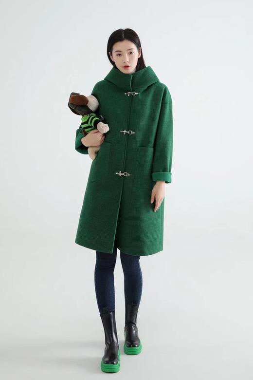 LNNNS 深绿色高领连帽大衣外套(羽绒内胆) 17442 商品图2