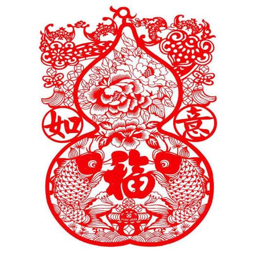 御祺轩春节装饰新年雕刻纸特色植绒布剪纸窗花玻璃贴平安如意葫芦 商品图2