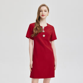 PE806斯尔丽2024春夏新款名媛小礼服A裙摆短袖显瘦减龄高级感连衣裙