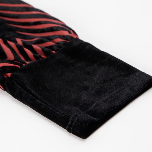 PE837斯尔丽2024春季新款气质V领时尚撞色袖装饰纽扣丝绒连衣裙 商品图5