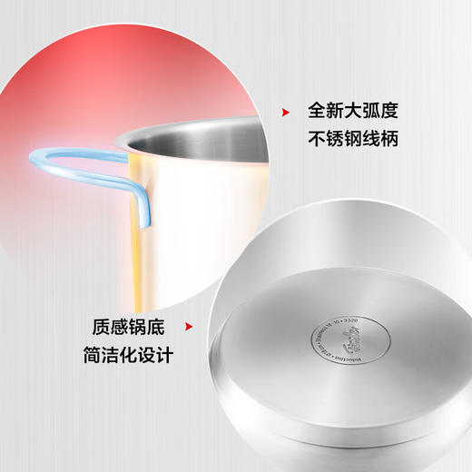 【清仓特惠7折】菲仕乐新家庭系列汤锅不锈钢泡面锅煮锅燃气电磁炉通用24CM 商品图4