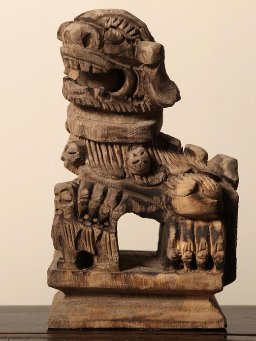 新中式创意木雕狮子摆件家居饰品酒柜客厅装饰品复古摆设工艺品手工雕 商品图2
