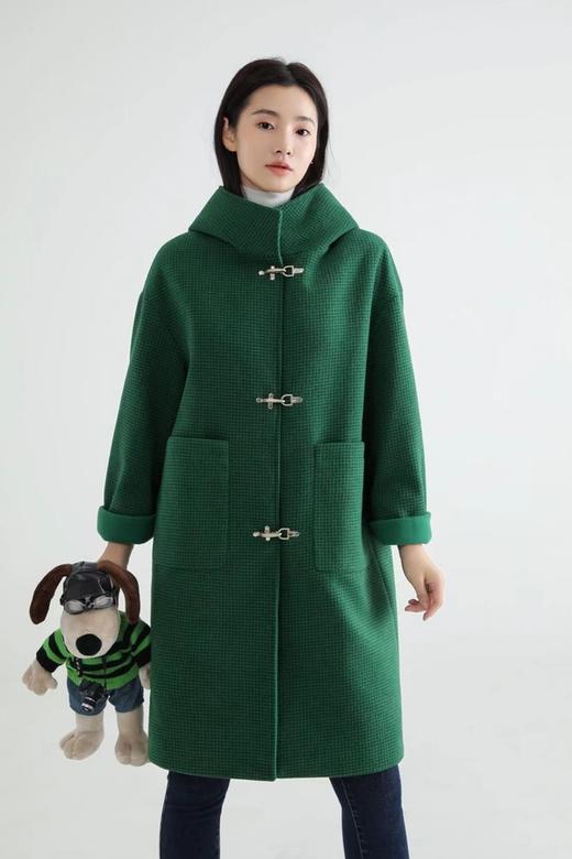 LNNNS 深绿色高领连帽大衣外套(羽绒内胆) 17442 商品图0