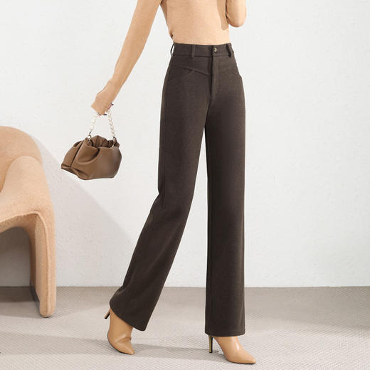 秋冬新款，羊毛阔腿裤女高腰宽松高级感窄版羊毛直筒裤子HR-MFE8985 商品图1