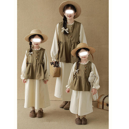 裁缝学苑QZ40女童套装复古马甲纸样连衣裙时亲子款儿童裙 商品图5