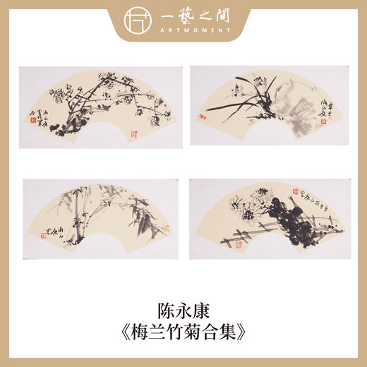 陈永康《梅兰竹菊》2平尺扇面 国画小品 镜片卡纸 33x66CM 手绘纸本宣纸原作作品 本期直播特供仅4张单售，可一组全4张收藏！[现货包邮] 商品图4