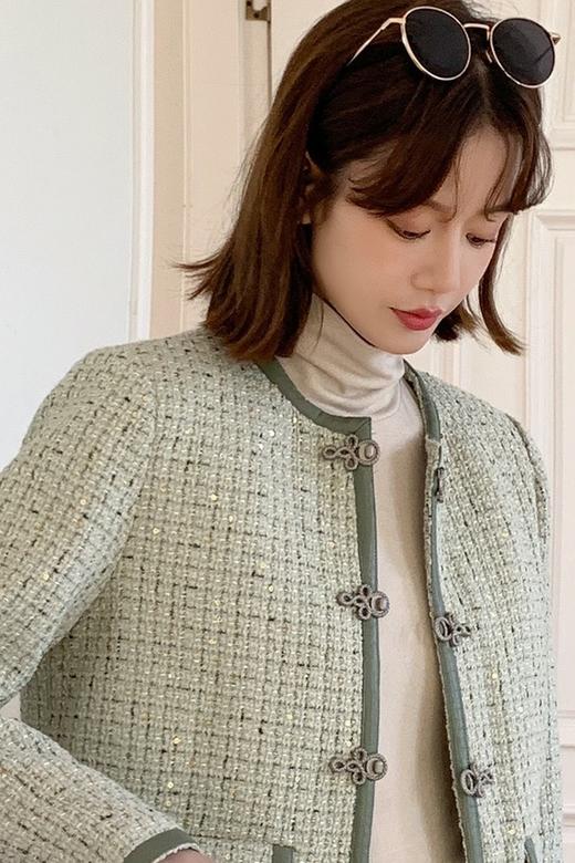 Le Malene 绿色小香风夹克内胆羽绒服外套 17466 商品图5