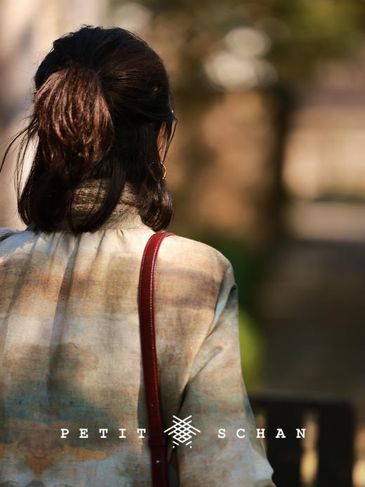 PETIT SCHAN小闪 CLO#422 sunset impression 日落印象 新中式油画感印花丝棉茧型连衣裙 商品图5