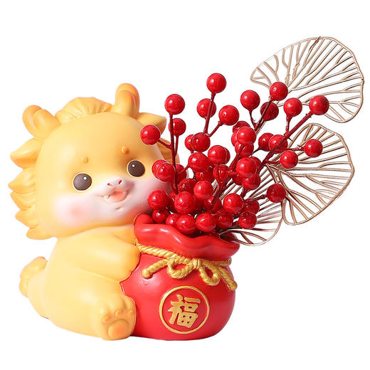 新年好物！【招财纳福！国朝福袋龙】新中式国潮吉祥物抱福龙树脂摆件客厅电视柜装饰摆件公司年会礼品，庆龙造型设计，生动活泼，纹理细致，摆哪都好看。 商品图7