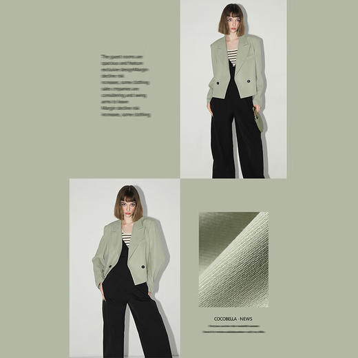 COCOBELLA设计感阔肩短款小西装女秋气质通勤西服外套SI3010 商品图3