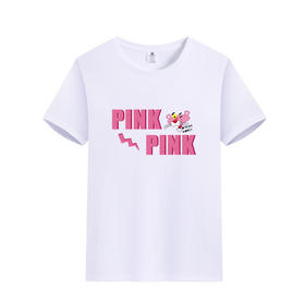 【99元任选3件】PINK PINK 粉红豹夏季纯色短袖印花双纱精梳棉常规款女款T恤  603#-028