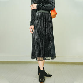 Avann两穿网纱丝绒半身裙2160