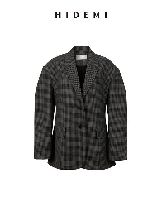 HIDEMI极简立裁设计感弧形肩袖腰带式宽松西装 商品图12