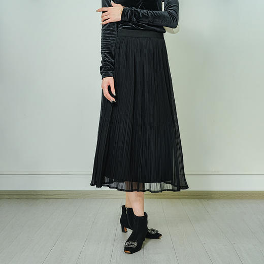 Avann两穿网纱丝绒半身裙2160 商品图3