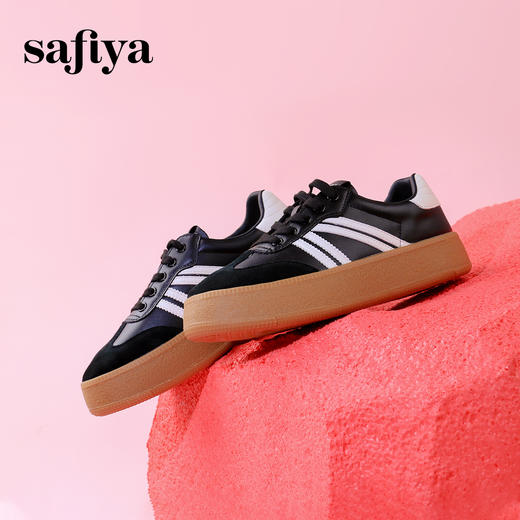 超值精选 | Safiya/索菲娅2023秋冬网红厚底百搭条纹系带休闲复古德训鞋 SF33912359 商品图3