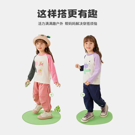 【发泡印花】【80-140】【MQDmini】女童春秋条纹拼接长袖T恤 商品图9