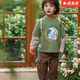 棉果果专柜同款春季新品男童纯棉假两件长袖T恤M112140224058