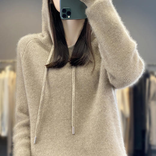 新款连帽套头打底针织衫女宽松外穿高级针织衫内搭上衣SZ2719 商品图3