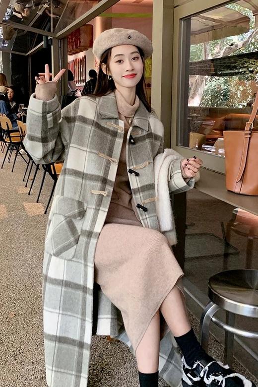 ESTELLICA 韩版格纹双面呢羊绒大衣外套 17530 商品图2