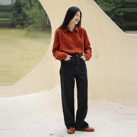 绽放071朵/2024春季新款竞黑灰色复古水洗直筒显瘦显腿长牛仔裤女