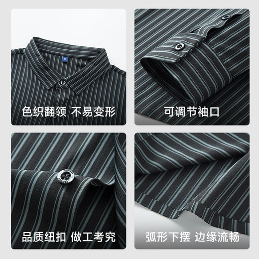 【弹力无痕】【新款DDY】大依优型大码竖条纹长袖衬衫加肥加大男装弹力免烫大号大码衬衣男士胖子上衣 商品图3