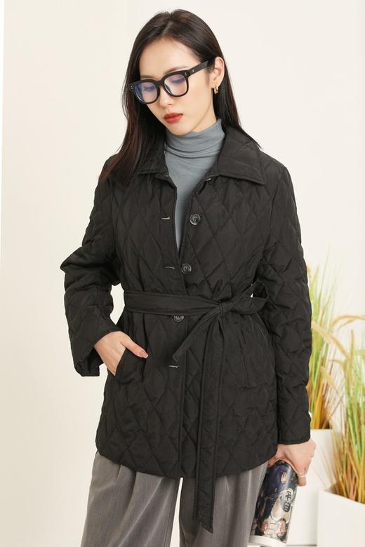 LNNNS 菱形格翻领单排扣棉服外套 14378 商品图0