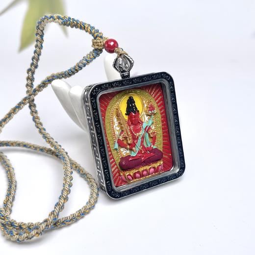 铜镶朱砂吊坠-虚空藏菩萨方牌 商品图0