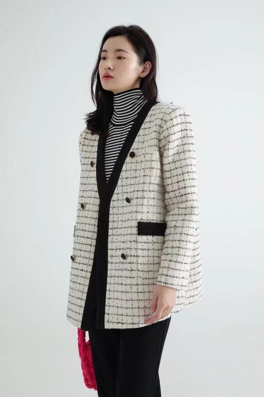 Le Malene 无领双排扣小香风羽绒服西装外套 17512 商品图4