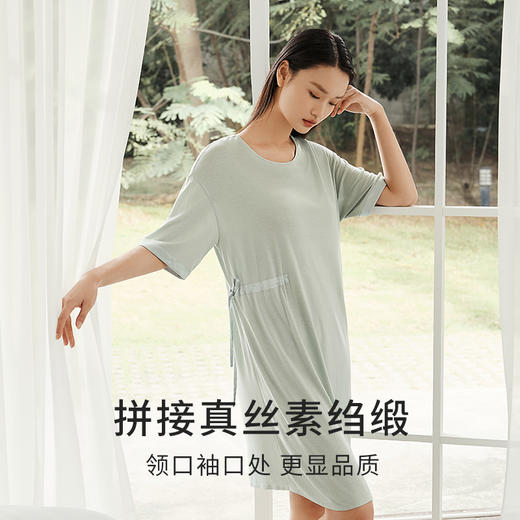 【深睡眠蚕丝睡衣】金三塔真丝针织睡衣100%桑蚕丝睡裙女家居服新品  YZFEA301 商品图2