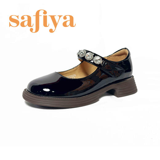超值精选 | Safiya/索菲娅 2023秋季甜酷粗跟钻链亮面一字带玛丽珍小皮鞋 SF33912229 商品图6