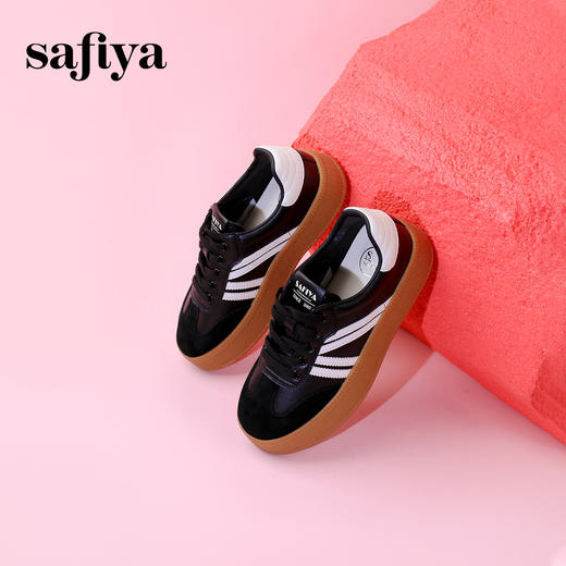 超值精选 | Safiya/索菲娅2023秋冬网红厚底百搭条纹系带休闲复古德训鞋 SF33912359 商品图4
