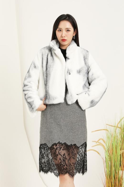 ELLA JADE 灰白撞色短款毛绒外套 14829 商品图0