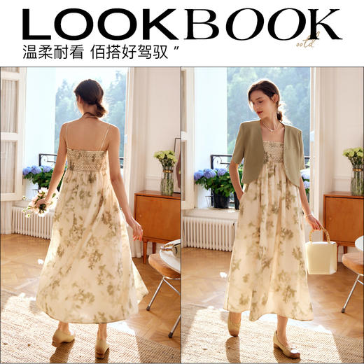 OLrain欧芮儿法式花色连衣裙女早春2024年新款碎花茶歇吊带裙 商品图3