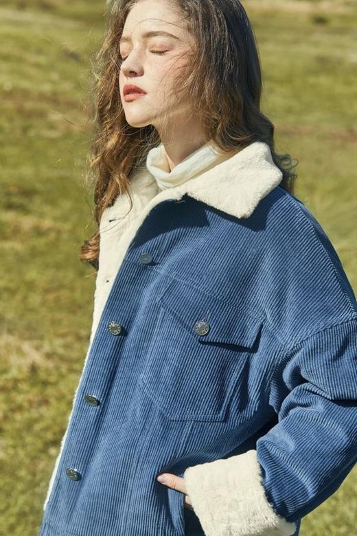 MEETLADY/米莱达 宽松灯芯绒棉服翻领外套 15136 商品图3