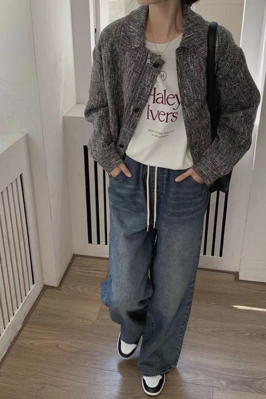 WHO KNOWS 黑灰颗粒感小香风夹克 17277 商品图2