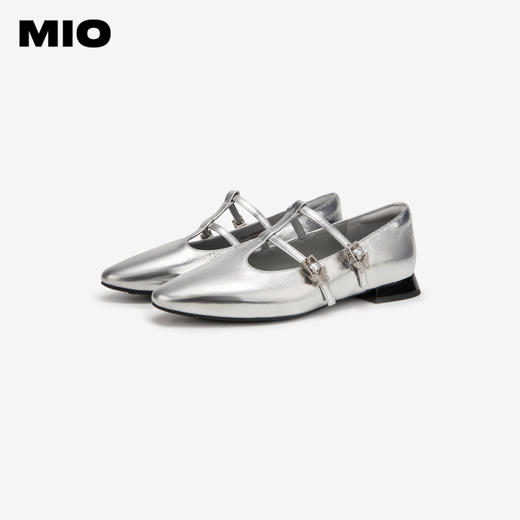 MIO米奥春季秀气尖头时尚袢带低跟复古通勤玛丽珍鞋女鞋M241440604 商品图3