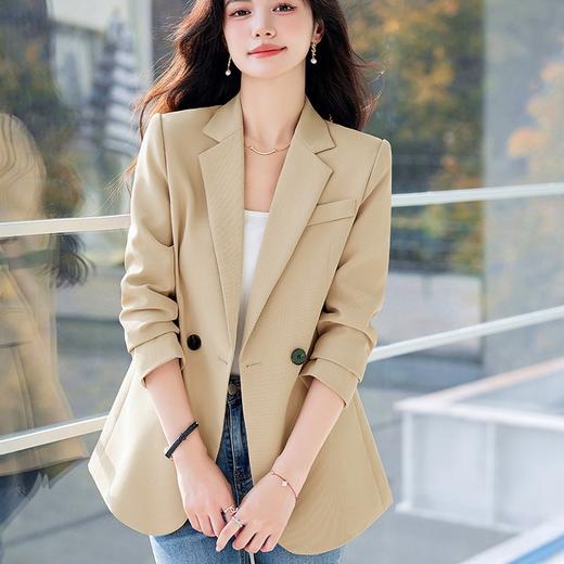 HZW-杏色西装外套女春秋2024新款设计感小众休闲气质韩版小西服 商品图2