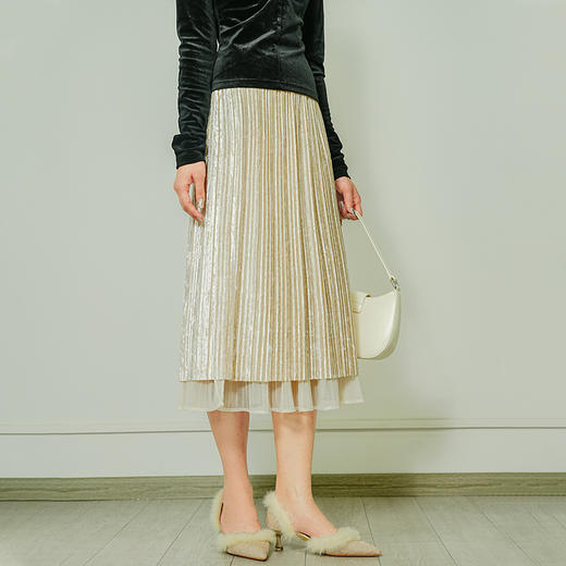 Avann两穿网纱丝绒半身裙2160 商品图8