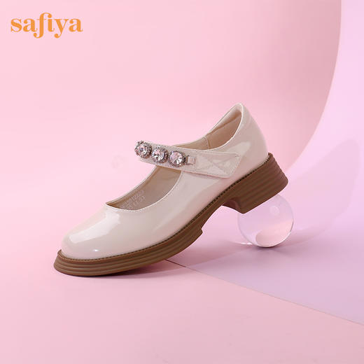 超值精选 | Safiya/索菲娅 2023秋季甜酷粗跟钻链亮面一字带玛丽珍小皮鞋 SF33912229 商品图2