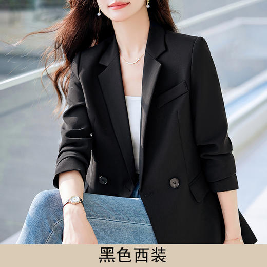 HZW-杏色西装外套女春秋2024新款设计感小众休闲气质韩版小西服 商品图7