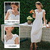 OLrain欧芮儿法式米白色连衣裙女早春2024新款方领收腰显瘦长裙 商品缩略图2