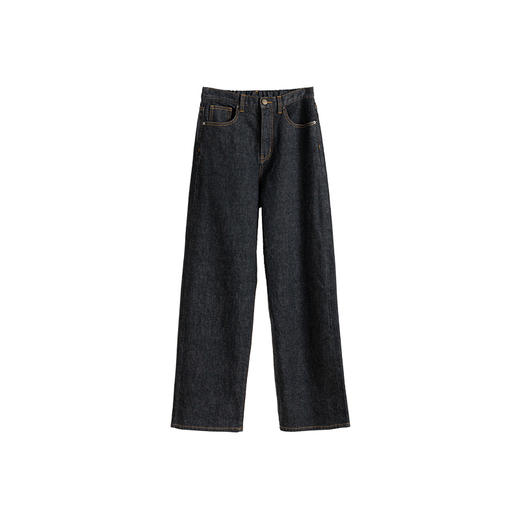 绽放071朵/2024春季新款竞黑灰色复古水洗直筒显瘦显腿长牛仔裤女 商品图3