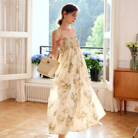 OLrain欧芮儿法式花色连衣裙女早春2024年新款碎花茶歇吊带裙