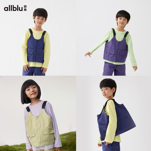 【好友特惠】幼岚耐磨抗造blublu机能牛仔变身马甲24春季新款儿童男女童马甲ZY 商品图2