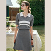 OLrain欧芮儿灰色针织衫女早春2024年新款休闲运动风短袖上衣 商品缩略图0
