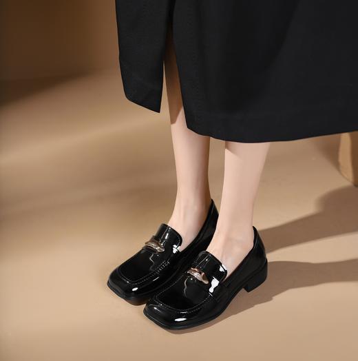 westory2024春季新款休闲厚底厚底低平跟超轻方头百搭乐福鞋S24AM57051 商品图4