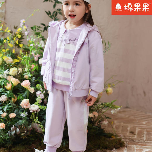 棉果果专柜同款春季新品女童全棉质感针织连帽外套M122100224004 商品图2