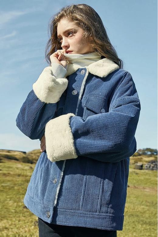 MEETLADY/米莱达 宽松灯芯绒棉服翻领外套 15136 商品图2