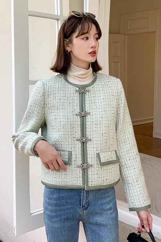 Le Malene 绿色小香风夹克内胆羽绒服外套 17466 商品图1